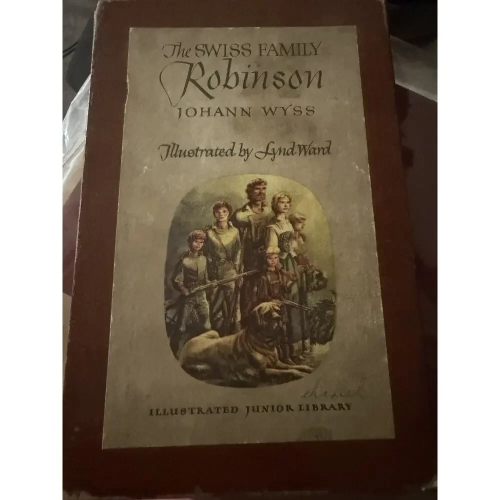 The Swiss Family Robinson by Johann Wyss (1949) Illustrated, Slipcover, vintage